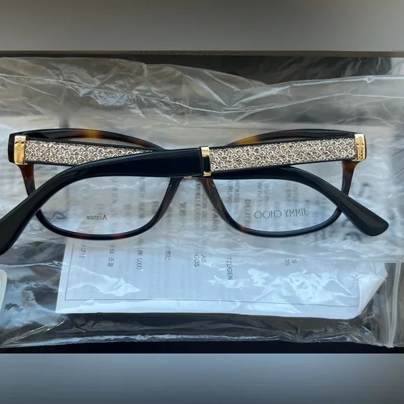New Authentic JIMMY CHOO JC 178 16Y Havana w Glitter Black Eyeglasses 53-15-140